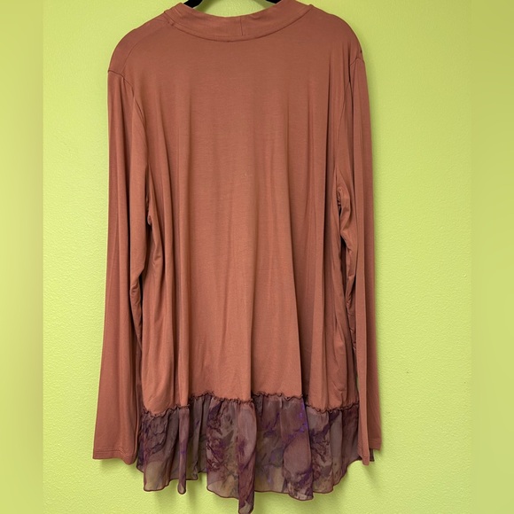 LOGO by Lori Goldstein Terracotta and Violet Layered Blouse - Picture 7 of 10